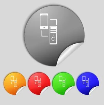 Synchronization sign icon. communicators sync symbol. Data exchange. Set colu Stock Illustration
