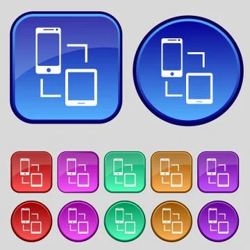 Synchronization sign icon. communicators sync symbol. Data exchange. Set colu Illustrazione stock