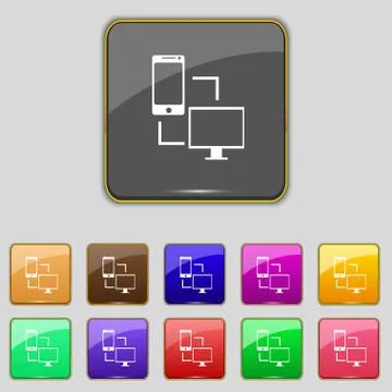 Synchronization sign icon. communicators sync symbol. Data exchange. Set colu 스톡 일러스트