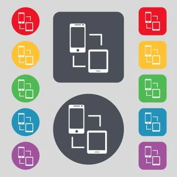 Synchronization sign icon. communicators sync symbol. Data exchange. Set colu 스톡 일러스트