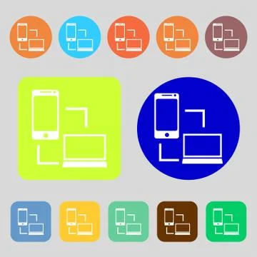 Synchronization sign icon. communicators sync symbol. Data exchange.12 colore Illustrazione stock