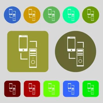 Synchronization sign icon. communicators sync symbol. Data exchange.12 colore Illustrazione stock