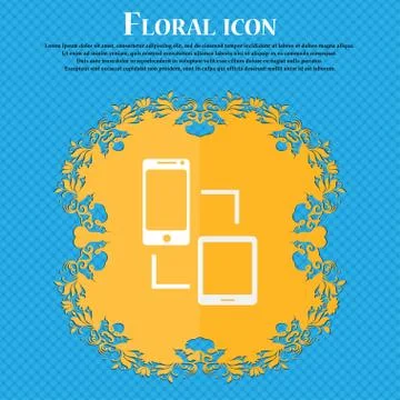 Synchronization sign icon. communicators sync symbol. Data exchange. Floral f Stock Illustration