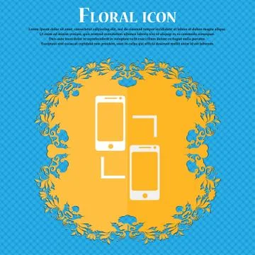Synchronization sign icon. communicators sync symbol. Data exchange. Floral f Stock Illustration