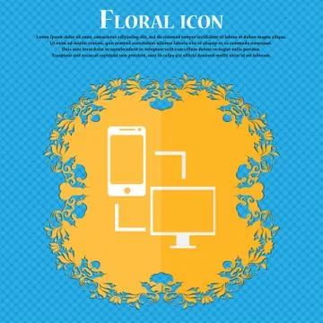Synchronization sign icon. communicators sync symbol. Data exchange. Floral f 스톡 일러스트