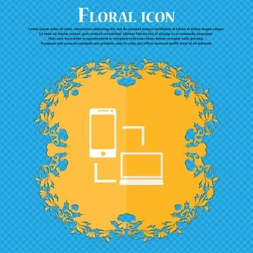 Synchronization sign icon. communicators sync symbol. Data exchange. Floral f 스톡 일러스트