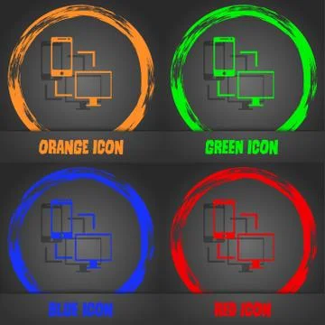 Synchronization sign icon. communicators sync symbol. Data exchange. Fashiona 스톡 일러스트