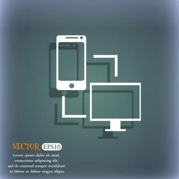 Synchronization sign icon. communicators sync symbol. Data exchange. On the b Stock Illustration