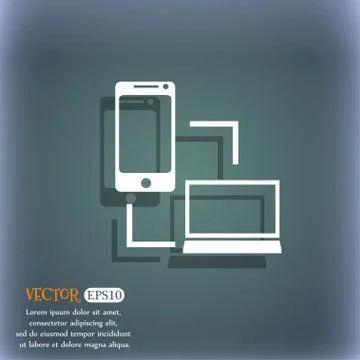 Synchronization sign icon. communicators sync symbol. Data exchange. On the b Illustrazione stock