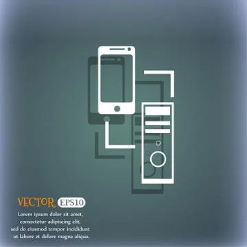 Synchronization sign icon. communicators sync symbol. Data exchange. On the b Stock Illustration