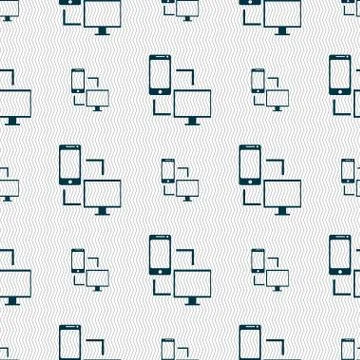Synchronization sign icon. communicators sync symbol. Data exchange. Seamless Stock Illustration