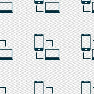 Synchronization sign icon. communicators sync symbol. Data exchange. Seamless Stock Illustration