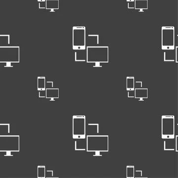 Synchronization sign icon. communicators sync symbol. Data exchange. Seamless Stock Illustration