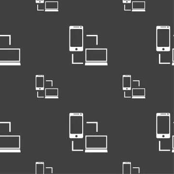 Synchronization sign icon. communicators sync symbol. Data exchange. Seamless Stock Illustration