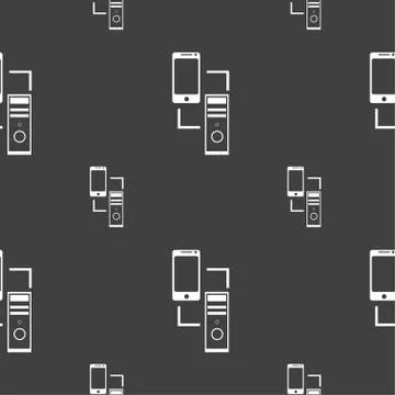 Synchronization sign icon. communicators sync symbol. Data exchange. Seamless 스톡 일러스트