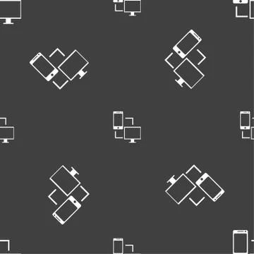 Synchronization sign icon. communicators sync symbol. Data exchange. Seamless 스톡 일러스트
