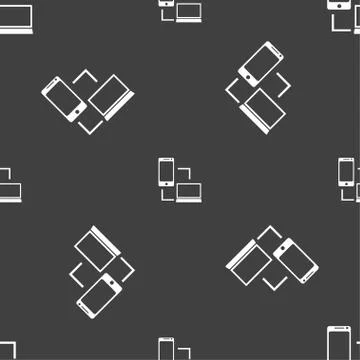 Synchronization sign icon. communicators sync symbol. Data exchange. Seamless Stock Illustration