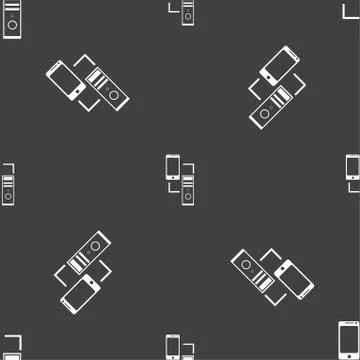 Synchronization sign icon. communicators sync symbol. Data exchange. Seamless Illustrazione stock