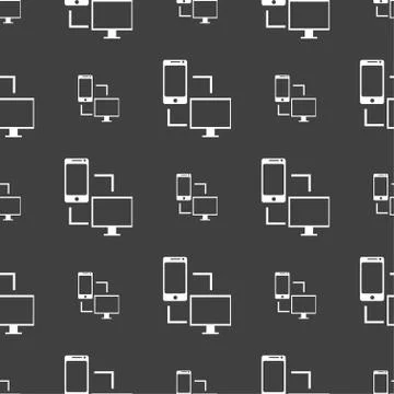 Synchronization sign icon. communicators sync symbol. Data exchange. Seamless 스톡 일러스트