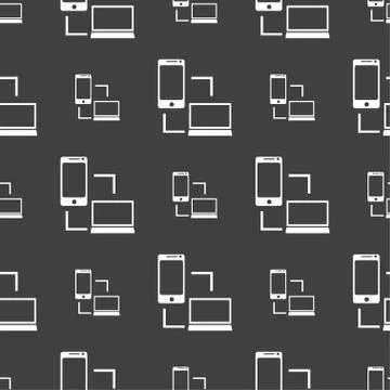 Synchronization sign icon. communicators sync symbol. Data exchange. Seamless Stock Illustration