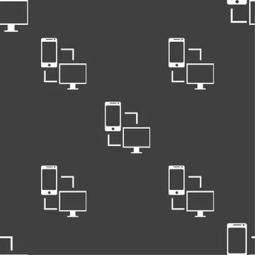 Synchronization sign icon. communicators sync symbol. Data exchange. Seamless Illustrazione stock