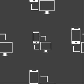 Synchronization sign icon. communicators sync symbol. Data exchange. Seamless Illustrazione stock