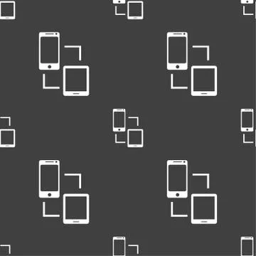 Synchronization sign icon. communicators sync symbol. Data exchange. Seamless Illustrazione stock