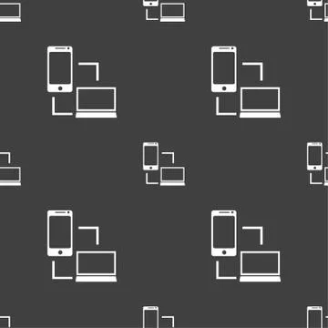 Synchronization sign icon. communicators sync symbol. Data exchange. Seamless Stock Illustration