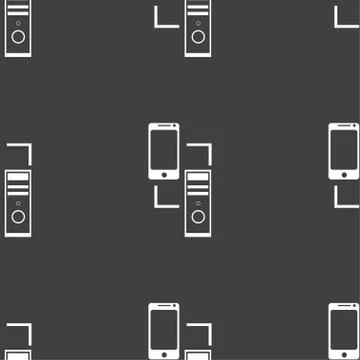Synchronization sign icon. communicators sync symbol. Data exchange. Seamless 스톡 일러스트