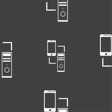 Synchronization sign icon. communicators sync symbol. Data exchange. Seamless pa 스톡 일러스트