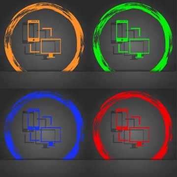 Synchronization sign icon. communicators sync symbol. Data exchange. Fashionable Illustrazione stock