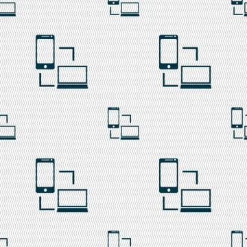 Synchronization sign icon. communicators sync symbol. Data exchange. Seamless ab Illustrazione stock