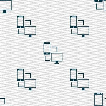Synchronization sign icon. communicators sync symbol. Data exchange. Seamless ab Illustrazione stock