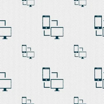 Synchronization sign icon. communicators sync symbol. Data exchange. Seamless pa Stock Illustration