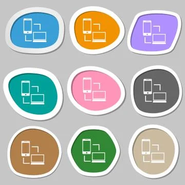 Synchronization sign icon. communicators sync symbol. Data exchange. Multicolore Illustrazione stock