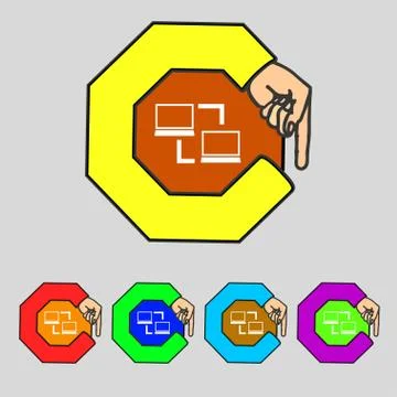 Synchronization sign icon. Notebooks sync symbol. Data exchange. Set colur bu Stock Illustration