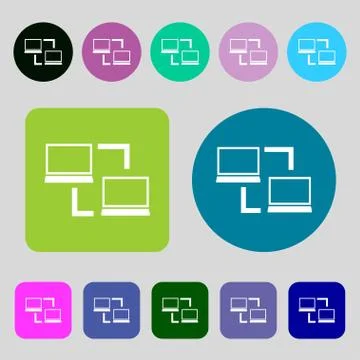 Synchronization sign icon. Notebooks sync symbol. Data exchange.12 colored bu 스톡 일러스트