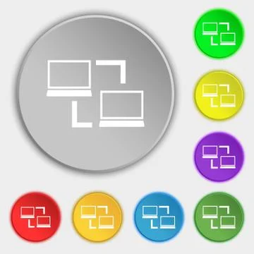 Synchronization sign icon. Notebooks sync symbol. Data exchange. Symbols on e Stock Illustration