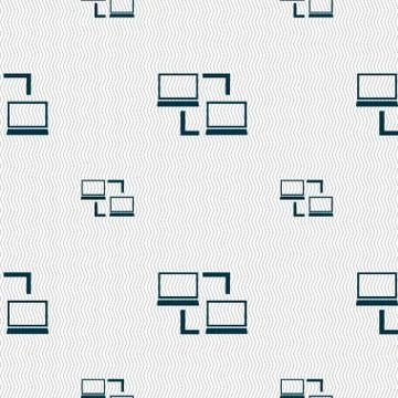 Synchronization sign icon. Notebooks sync symbol. Data exchange. Seamless pat Illustrazione stock