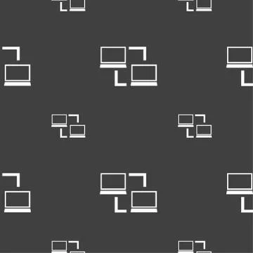 Synchronization sign icon. Notebooks sync symbol. Data exchange. Seamless pat Stock Illustration
