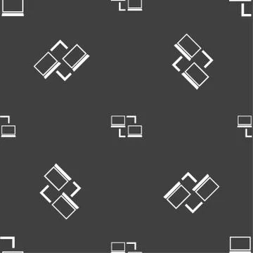 Synchronization sign icon. Notebooks sync symbol. Data exchange. Seamless pat Stock Illustration