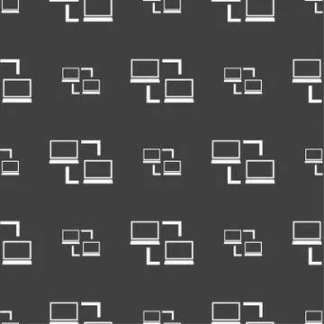 Synchronization sign icon. Notebooks sync symbol. Data exchange. Seamless pat 스톡 일러스트