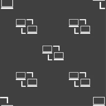 Synchronization sign icon. Notebooks sync symbol. Data exchange. Seamless patter Illustrazione stock