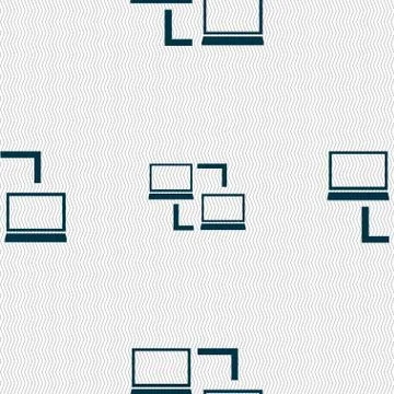 Synchronization sign icon. Notebooks sync symbol. Data exchange. Seamless abstra Stock Illustration