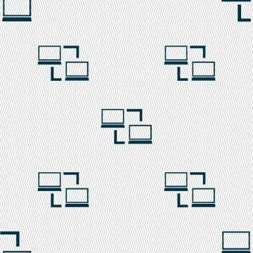 Synchronization sign icon. Notebooks sync symbol. Data exchange. Seamless abstra Stock Illustration