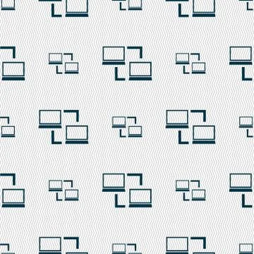 Synchronization sign icon. Notebooks sync symbol. Data exchange. Seamless abstra Stock Illustration