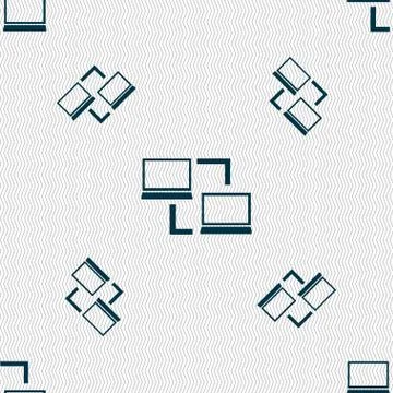 Synchronization sign icon. Notebooks sync symbol. Data exchange. Seamless patter Stock Illustration