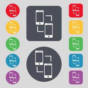 Synchronization sign icon. smartphones  sync symbol. Data exchange. Set colur 스톡 일러스트