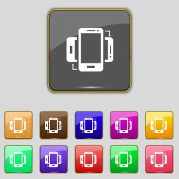 Synchronization sign icon. smartphones  sync symbol. Data exchange. Set colur 스톡 일러스트