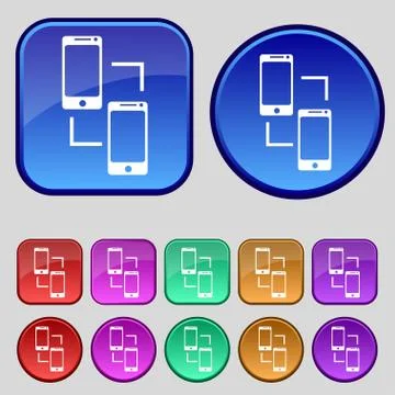 Synchronization sign icon. smartphones  sync symbol. Data exchange. Set colur 스톡 일러스트